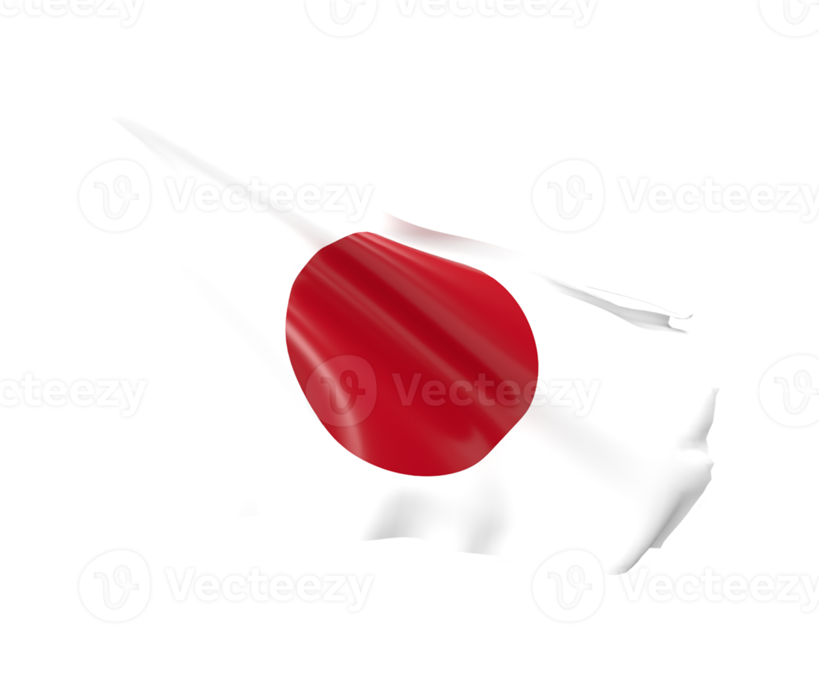 agitant le drapeau du japon. rendu 3D png