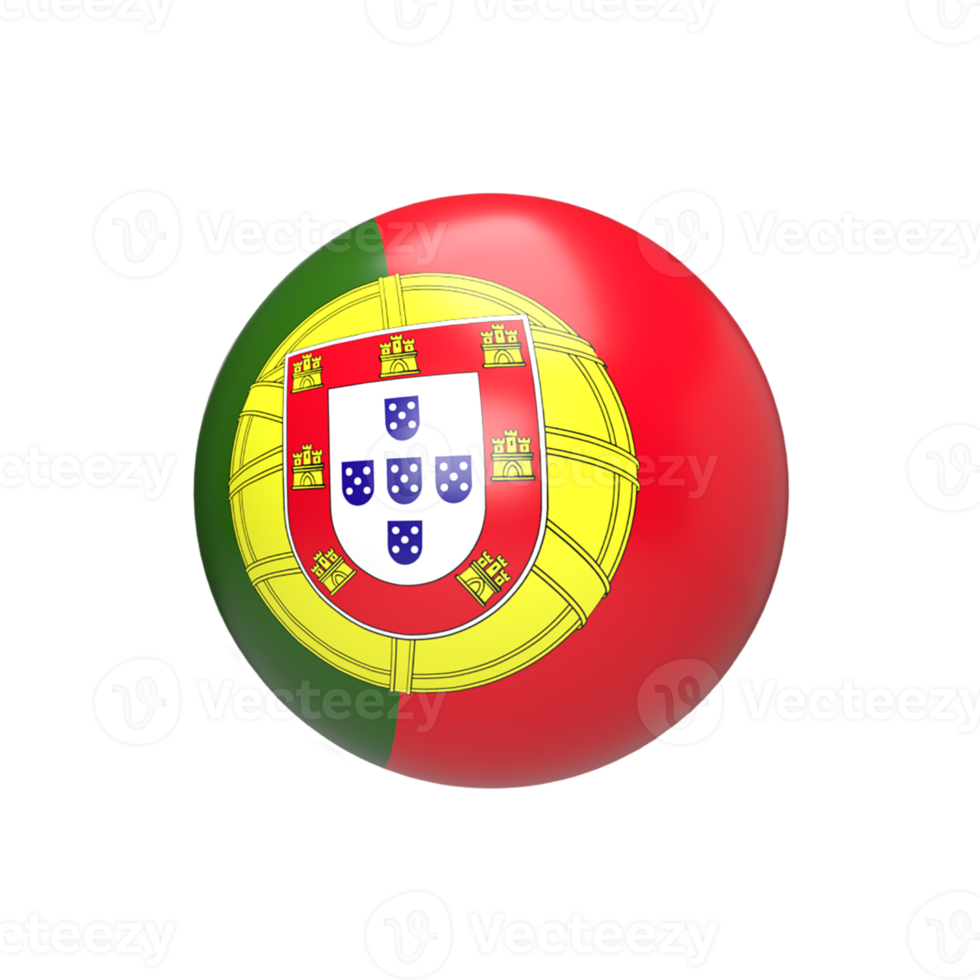 Portugal flag ball spherical. 3d render png