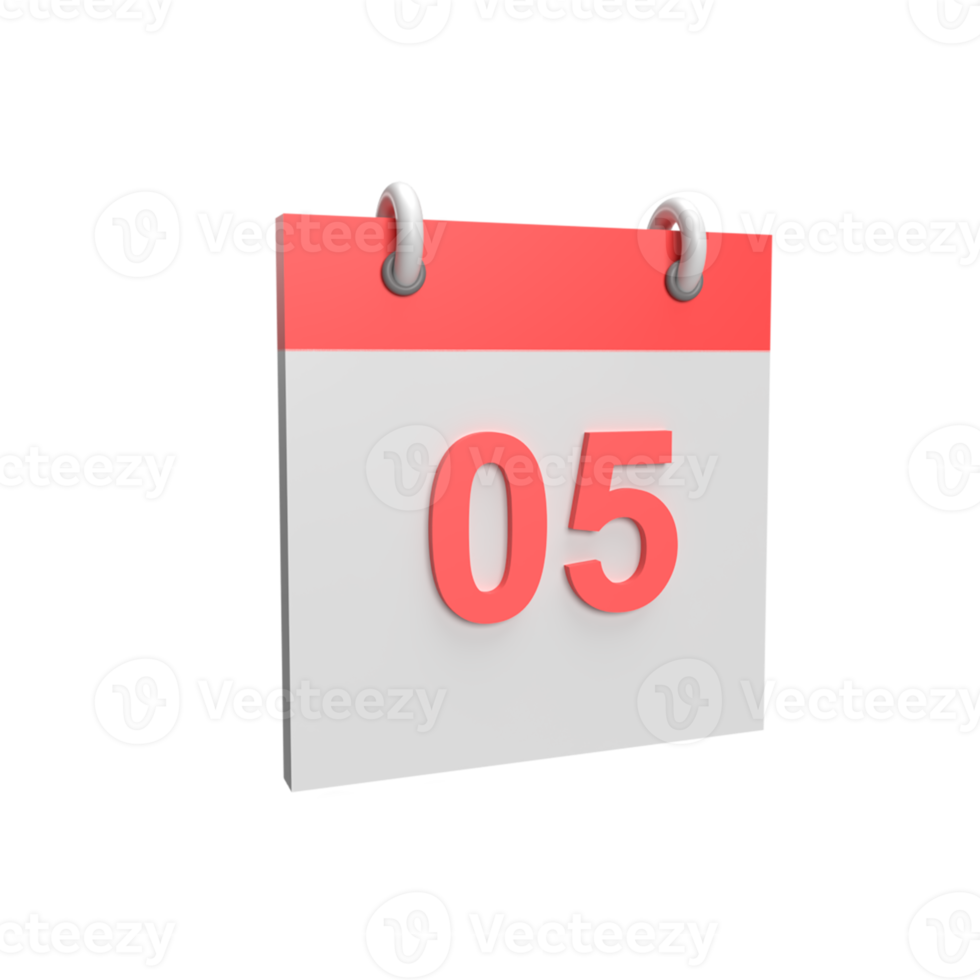 3D calendar date 5. Rendered object illustration png