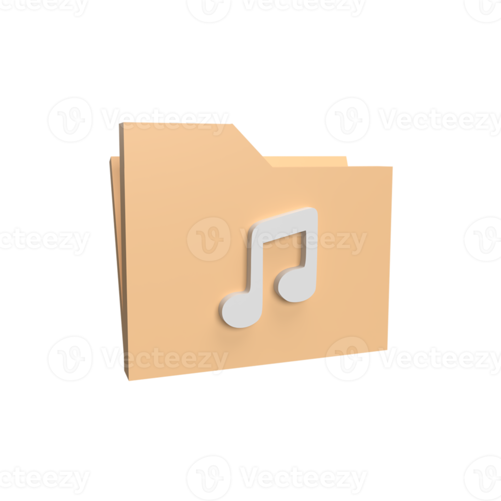 3D Music Folder. Rendered object illustration png