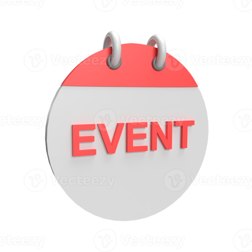 événement de calendrier 3d. illustration d'objet rendu png