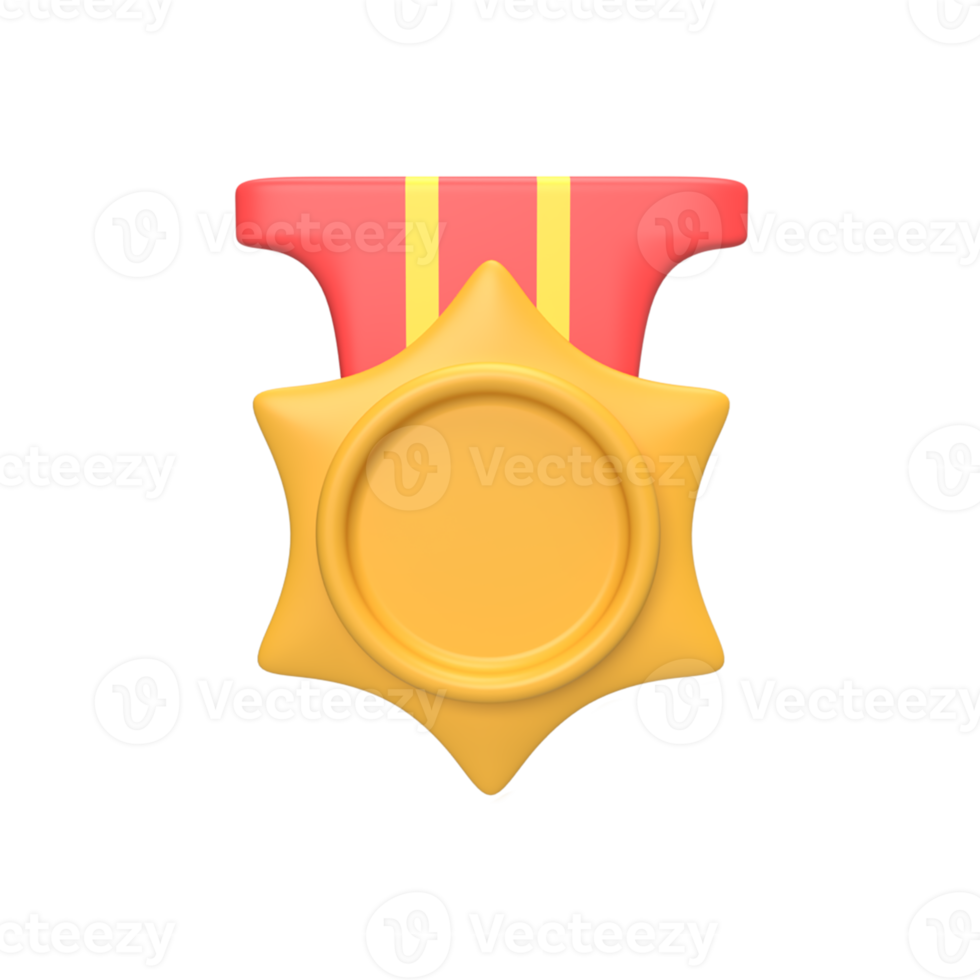 3D Medal Gold . Rendered object illustration png