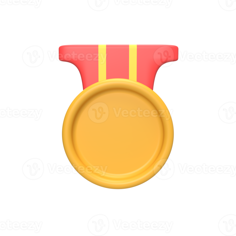 3D Medal Gold . Rendered object illustration png