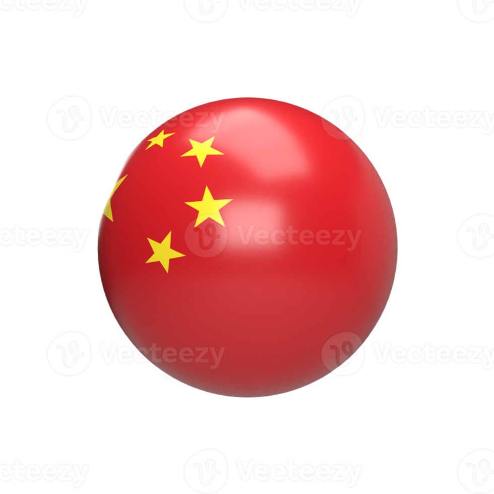 China flag in sphere. 3d render png