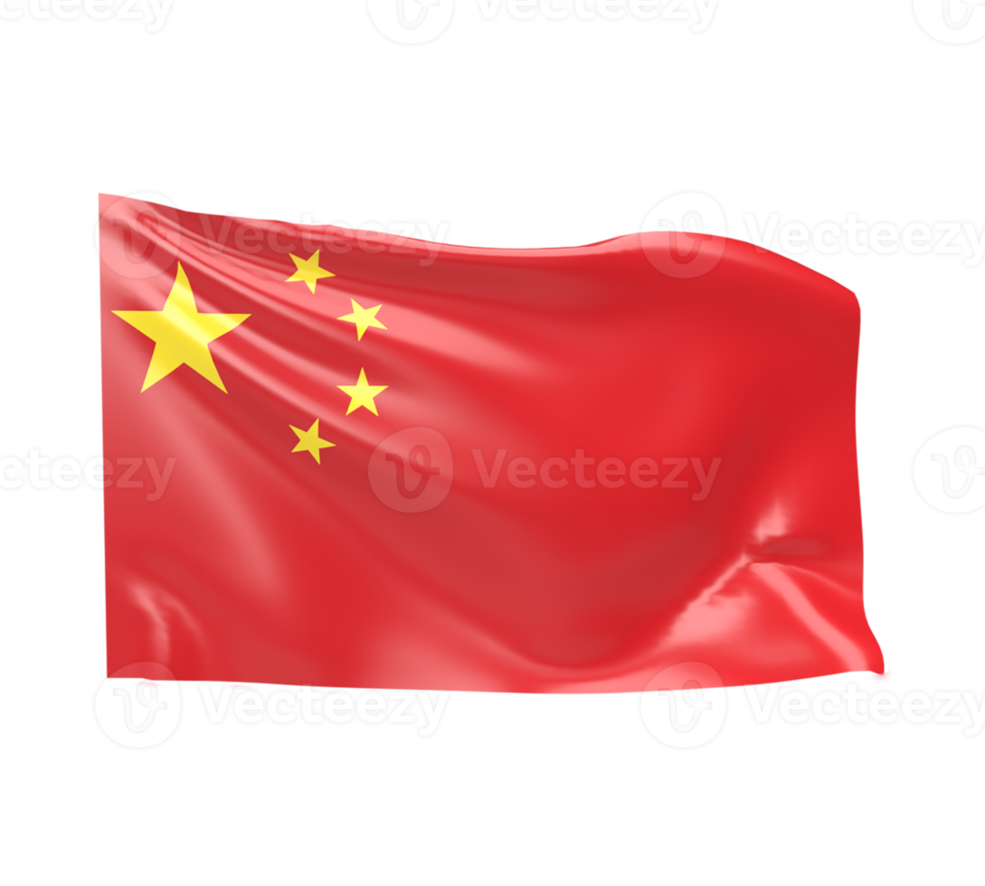 acenando a bandeira da china. renderização 3D png
