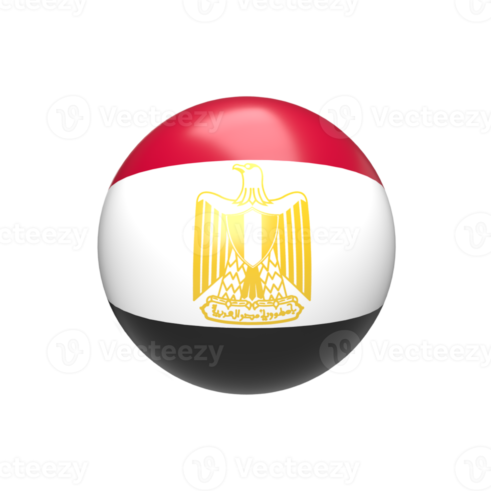 Egpyt flag ball spherical. 3d render png