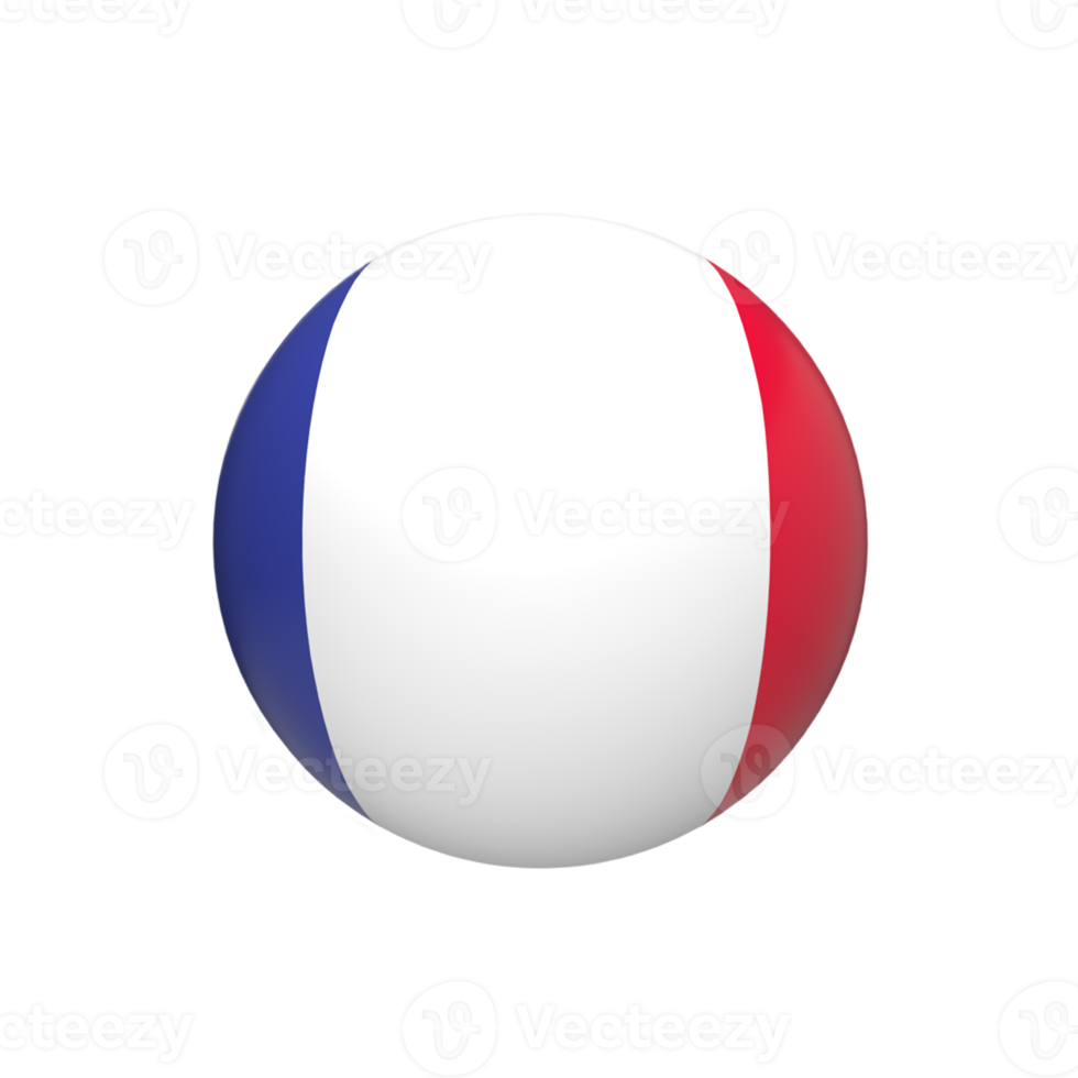 France flag ball spherical. 3d render png