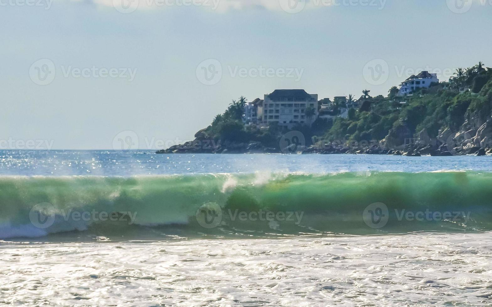 Extremely huge big surfer waves at beach Puerto Escondido Mexico. photo