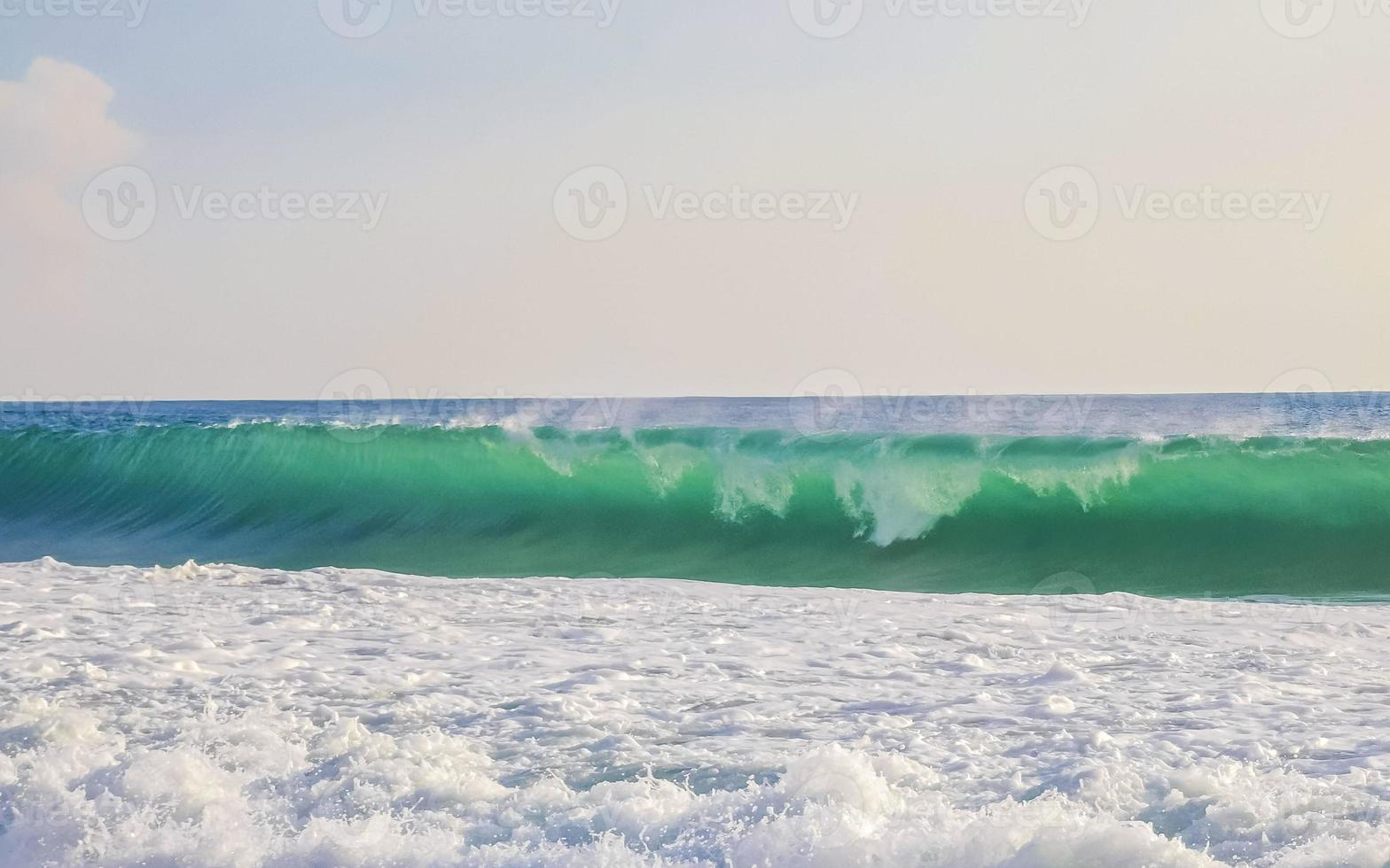 Extremely huge big surfer waves at beach Puerto Escondido Mexico. photo