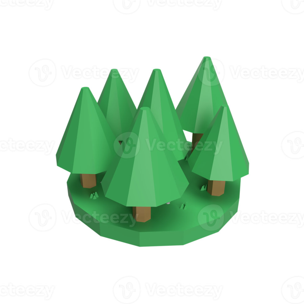 3D Low-Poly-Baum. gerenderte Objektillustration png