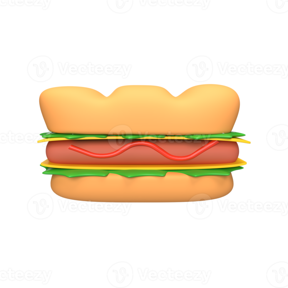 Sandwich 3d render illustration png