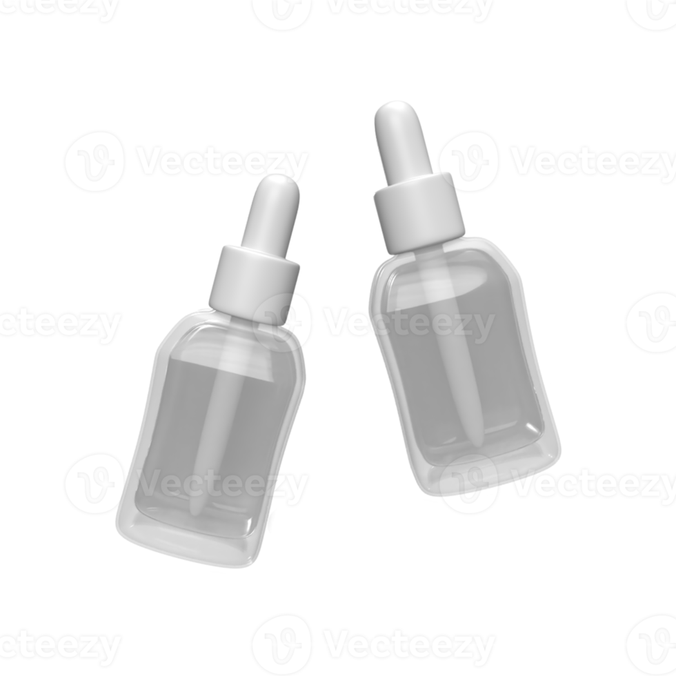 frascos cuentagotas blancos en blanco para la maqueta del producto. ilustración de procesamiento 3d png