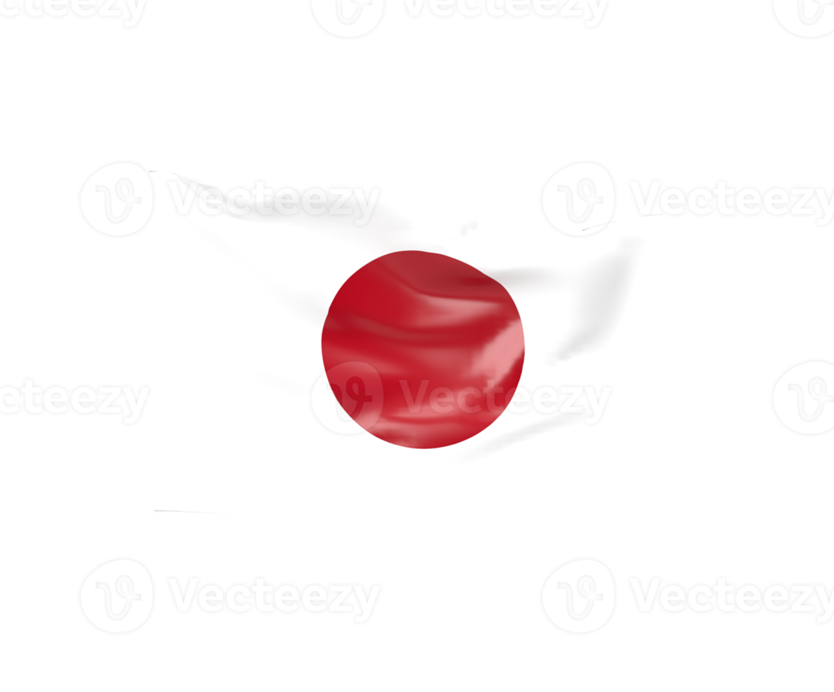 Waving flag of japan. 3d render png