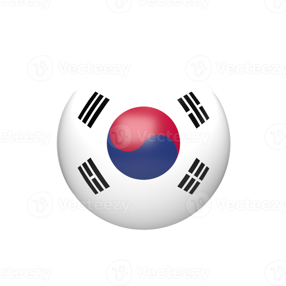 South korea flag in sphere. 3d render png