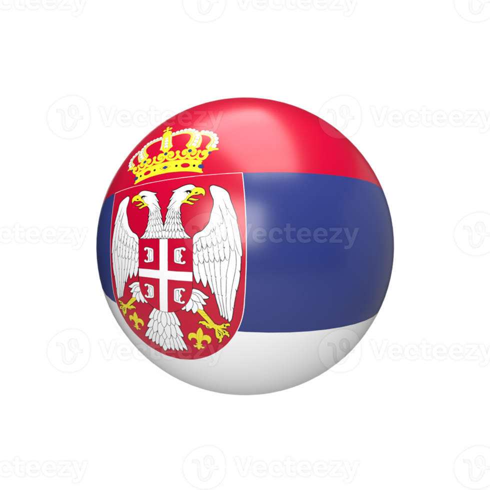 Serbia bandiera palla sferico. 3d rendere png