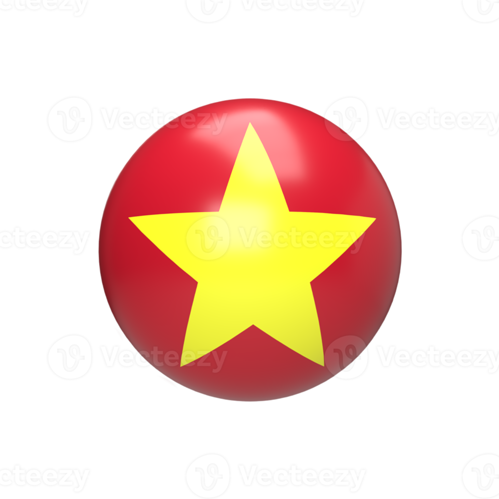 Vietnam vlag bal bolvormig. 3d geven png