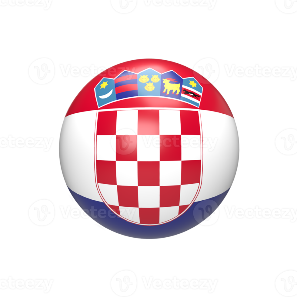 Croatia flag ball spherical. 3d render png