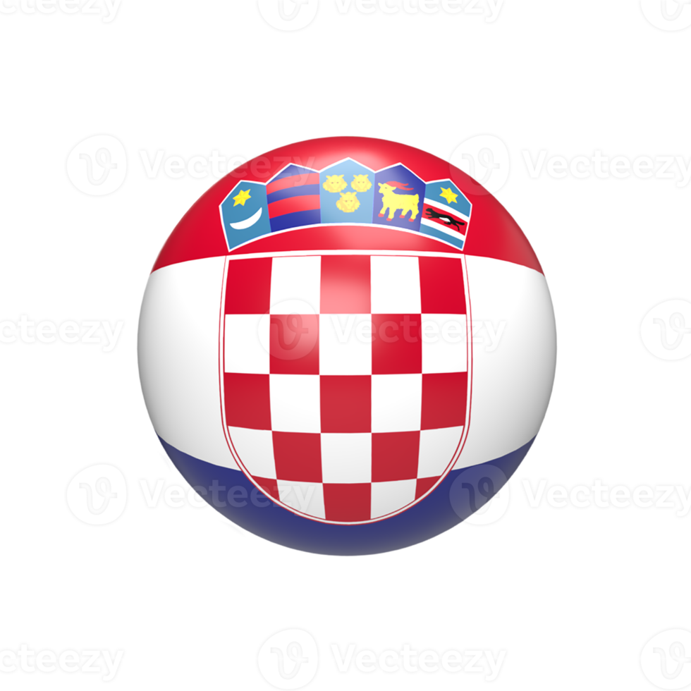 bola de bandeira da croácia esférica. renderização 3D png