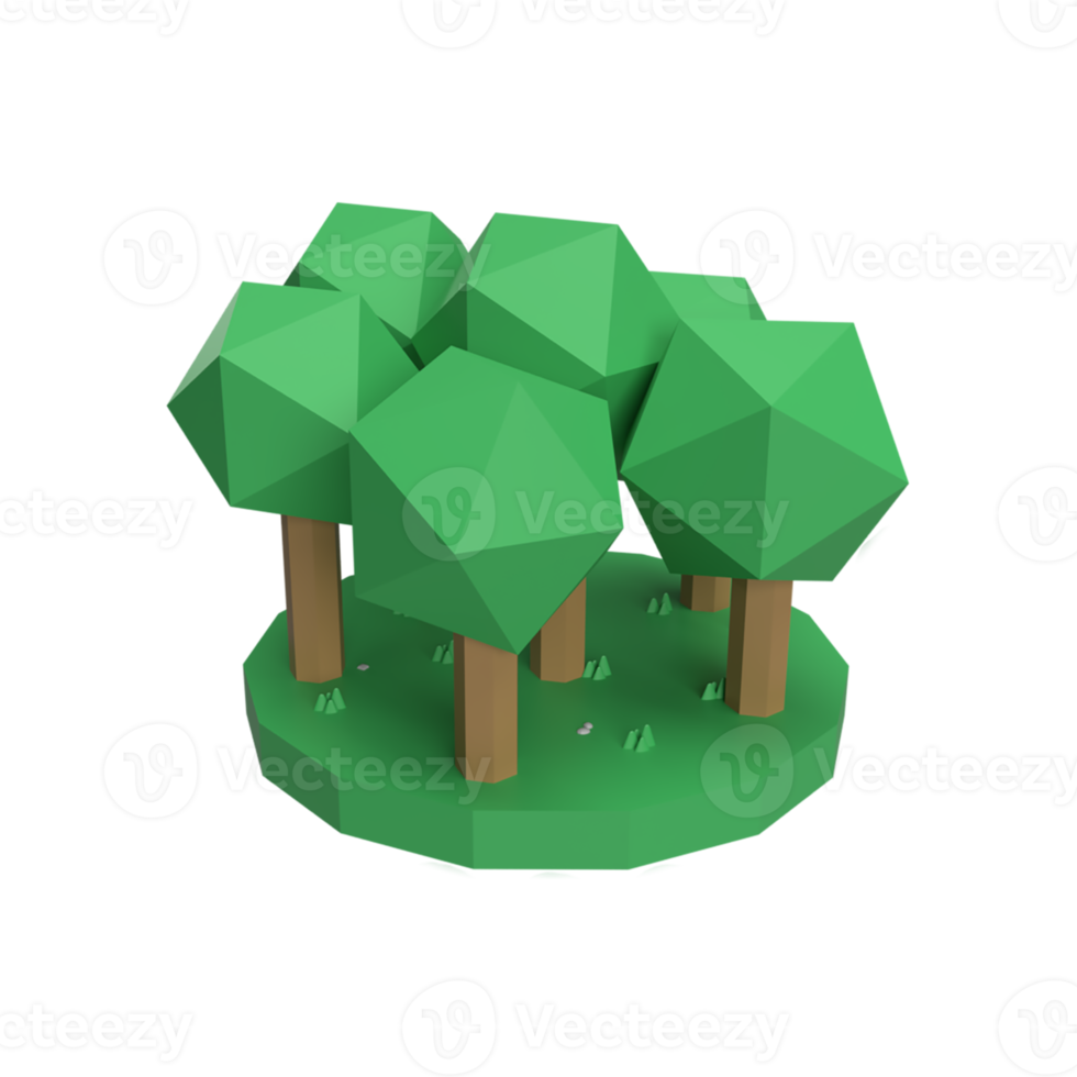 3D Low-Poly-Baum. gerenderte Objektillustration png