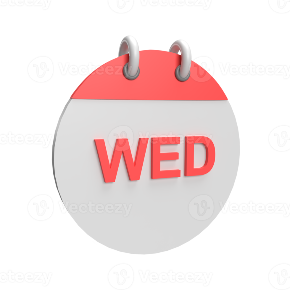 3D Wednesday Calendar. Rendered object illustration png