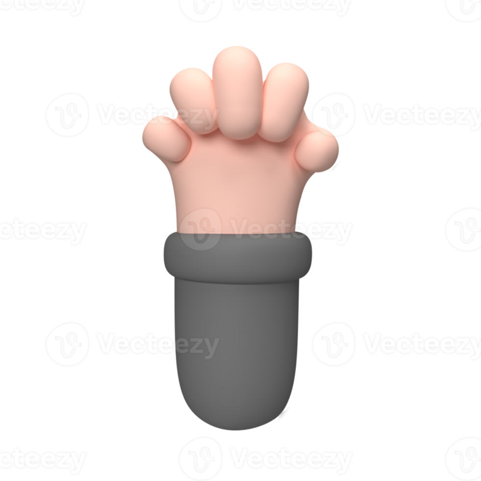 3D hand and finger showing gesture . Rendered object illustration png