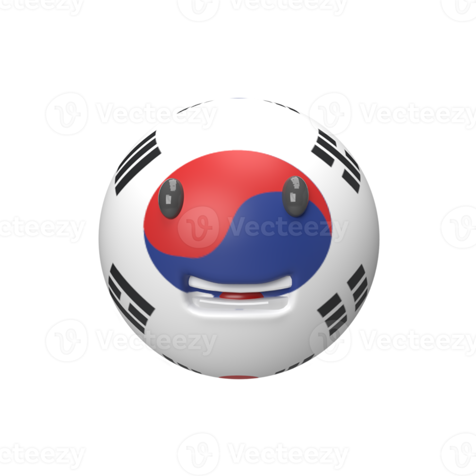 3D-Südkorea-Country-Ball. gerenderte Objektillustration png