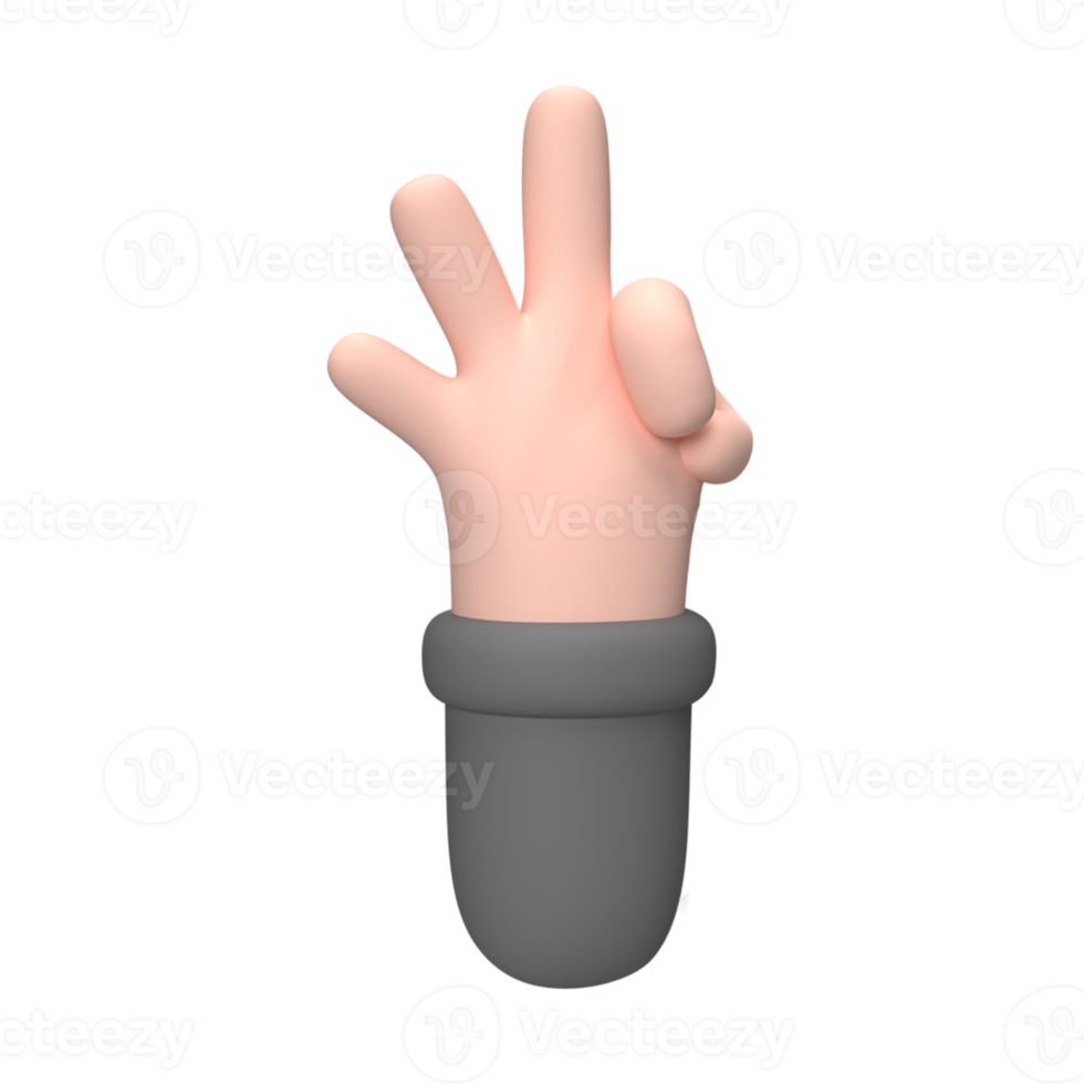 3D hand Gesture ok . Rendered object illustration png