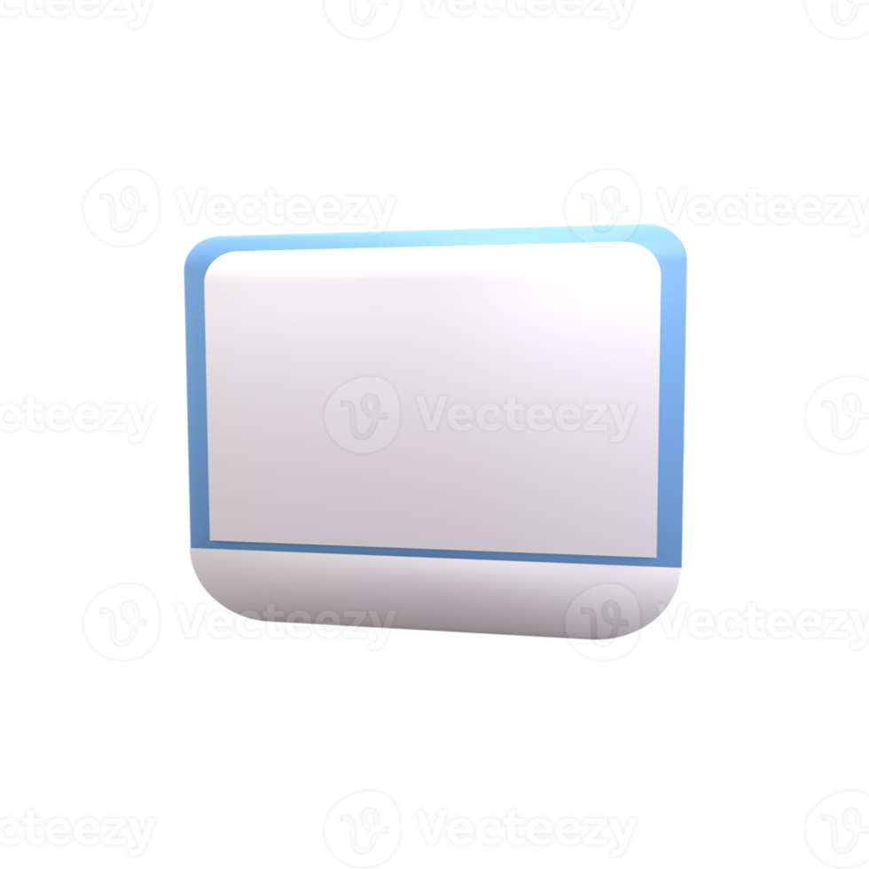 3D Computer screen. Rendered object illustration png