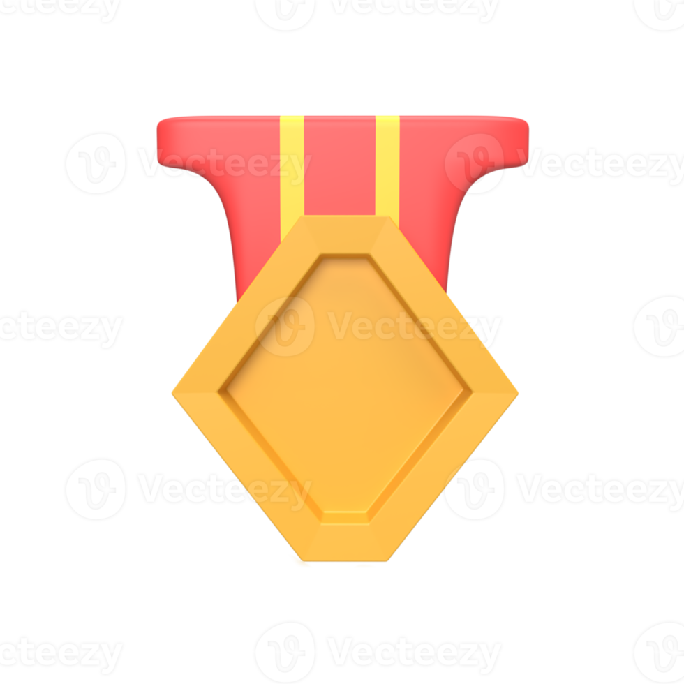 3D Medal Gold . Rendered object illustration png