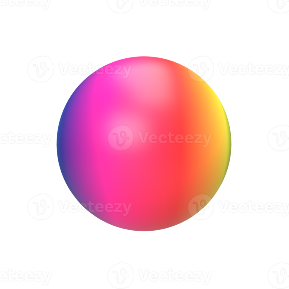 Color gradient sphere. 3d render png