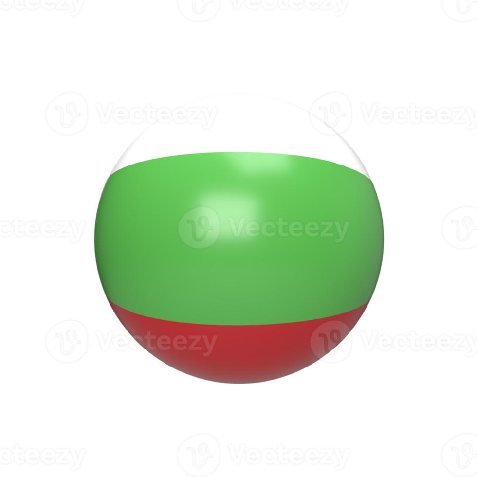 Bulgaria flag ball spherical. 3d render png