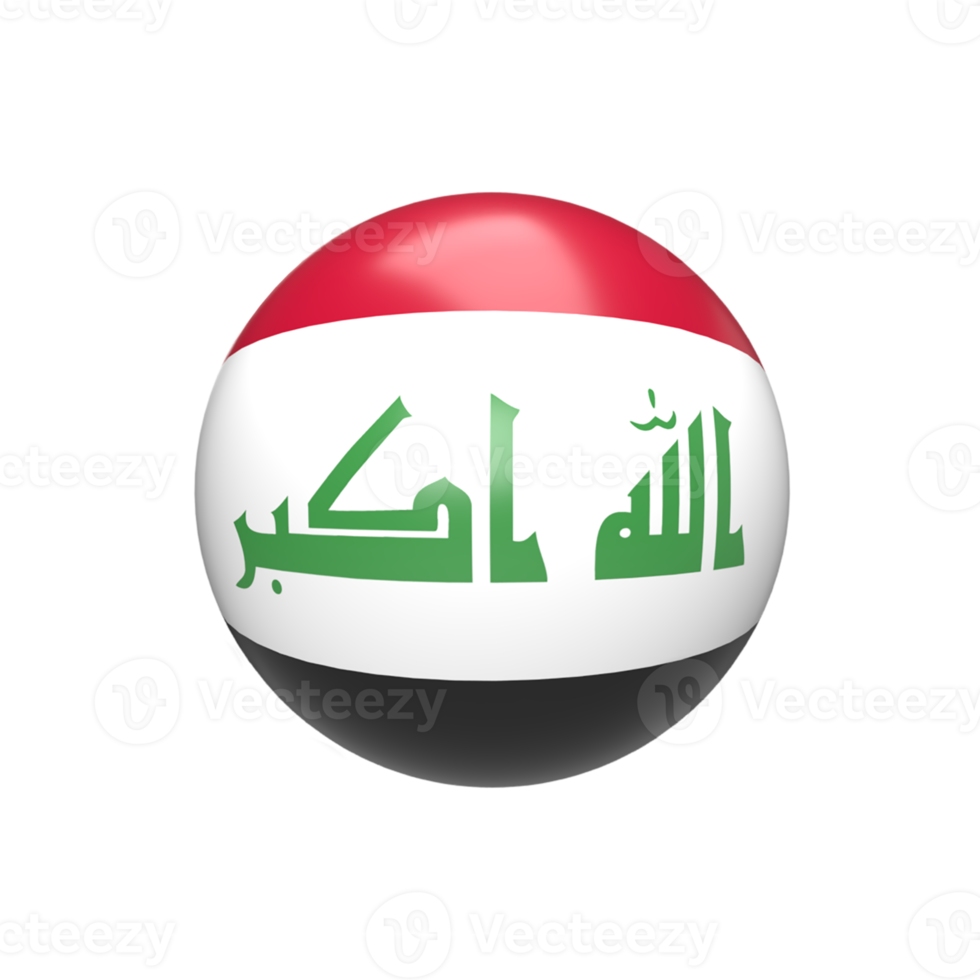 Iraq flag ball spherical. 3d render png