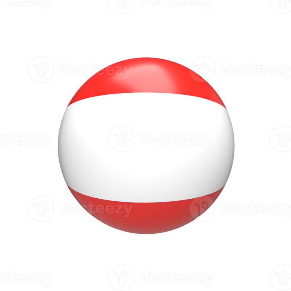 österreich flag ball kugelförmig. 3D-Rendering png