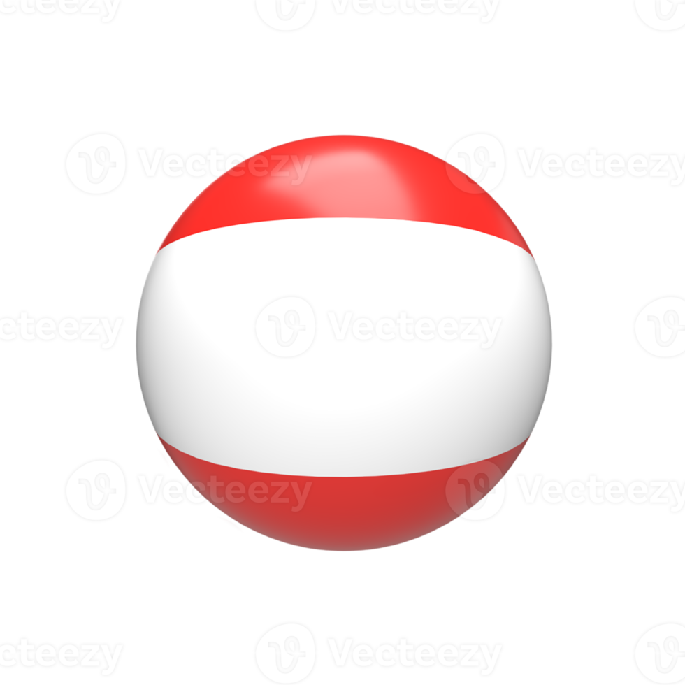 Austria flag ball spherical. 3d render png