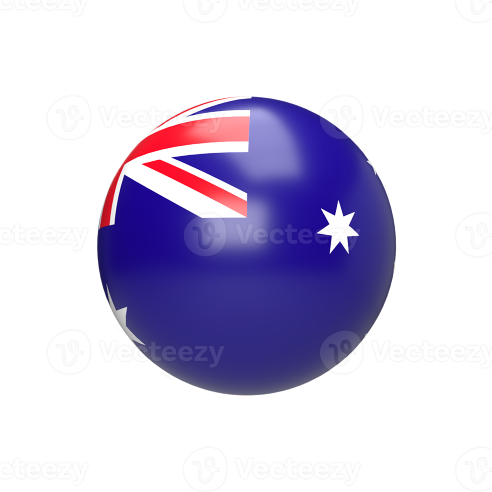 Australia flag ball spherical. 3d render png
