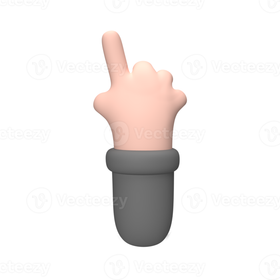 3D hand pointing up . Rendered object illustration png