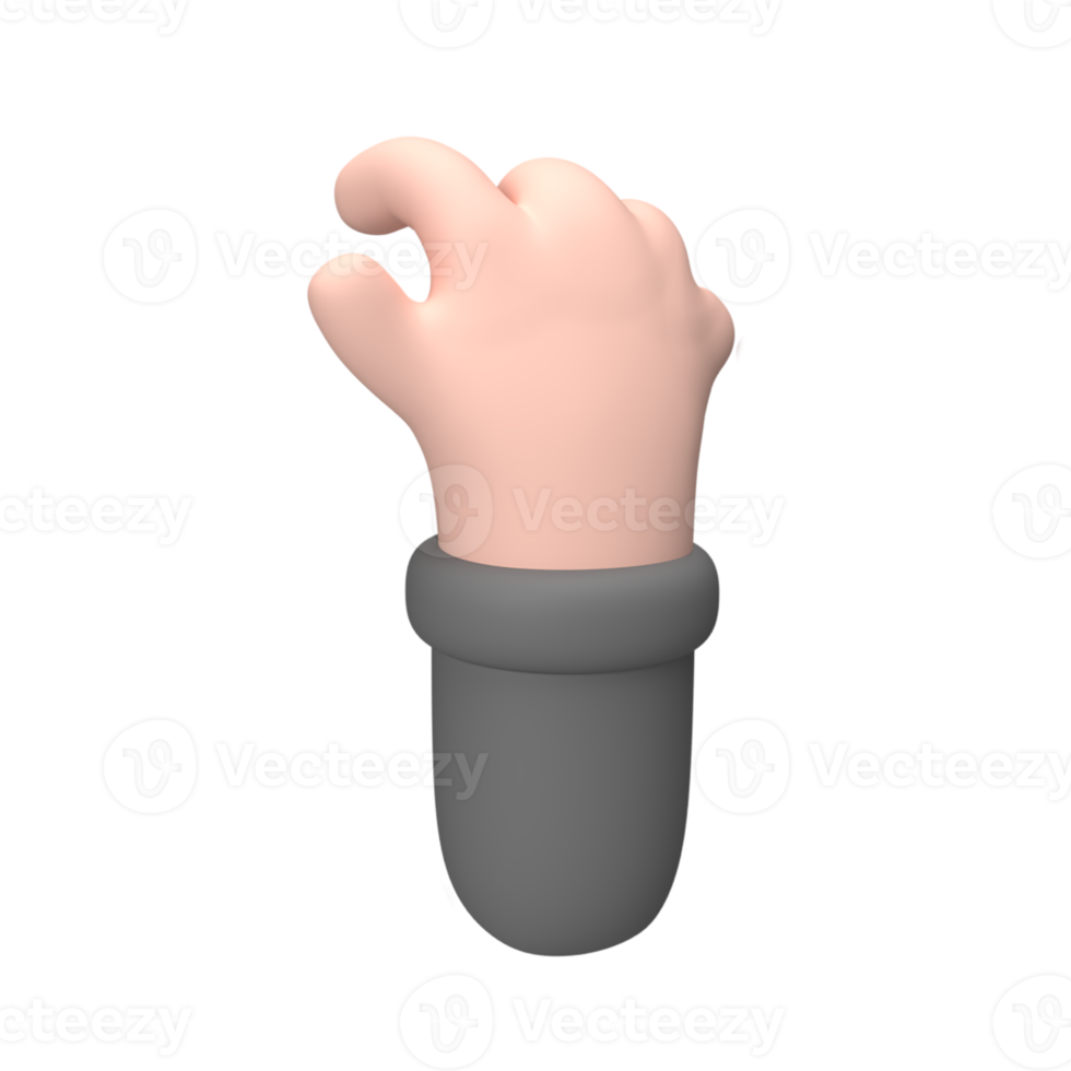 3D hand and finger showing gesture . Rendered object illustration png
