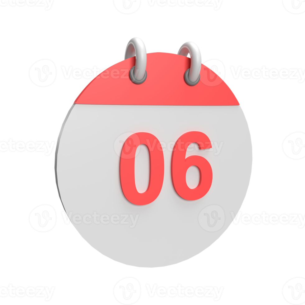 3D calendar date 6. Rendered object illustration png