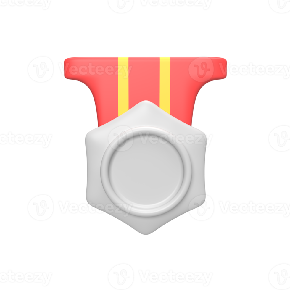 3d medalha de prata. ilustração de objeto renderizado png