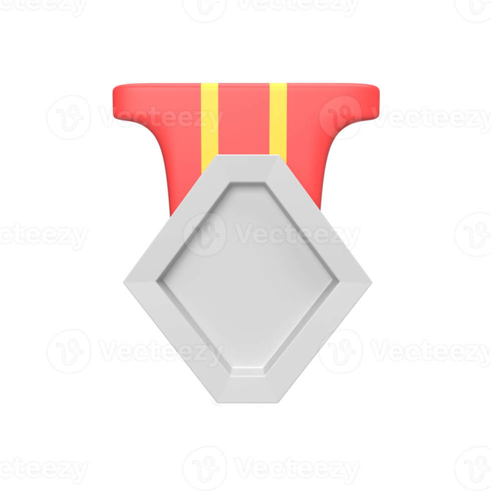 3D Medal Silver . Rendered object illustration png