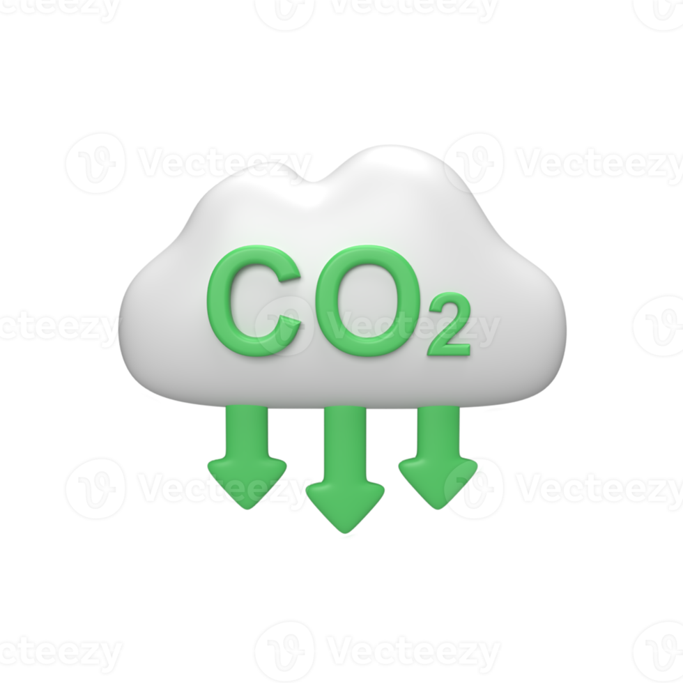 Reduce carbon dioxide 3d icon and symbol concept. render object png