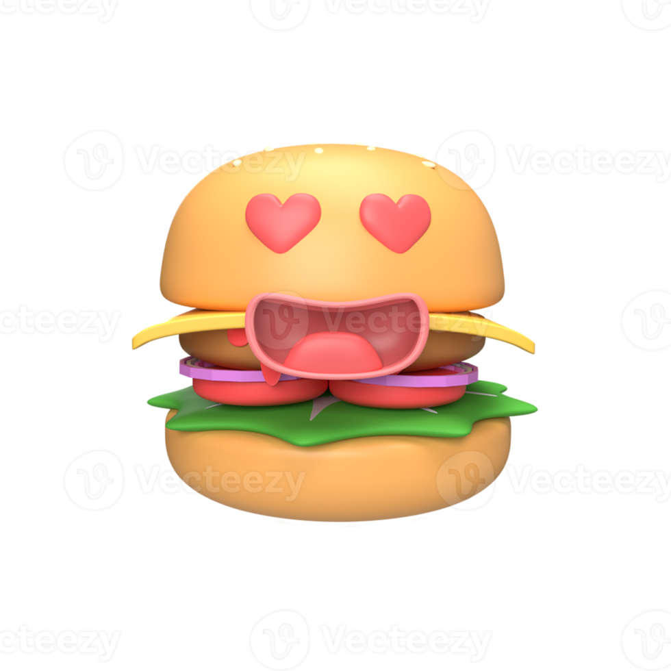 carino hamburger carattere. 3d rendere illustrazione png