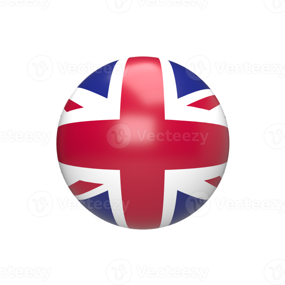 England-Flagge in der Sphäre. 3D-Rendering png