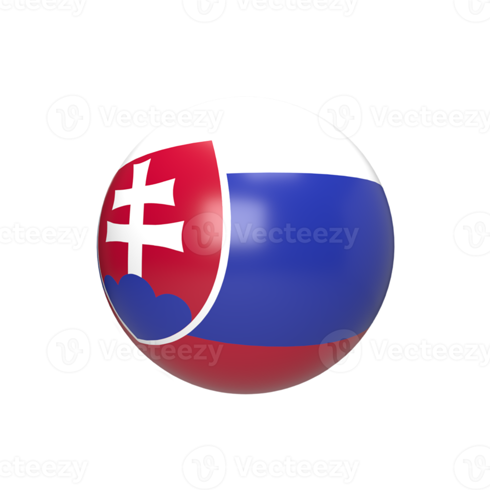 Slovakia flag ball spherical. 3d render png