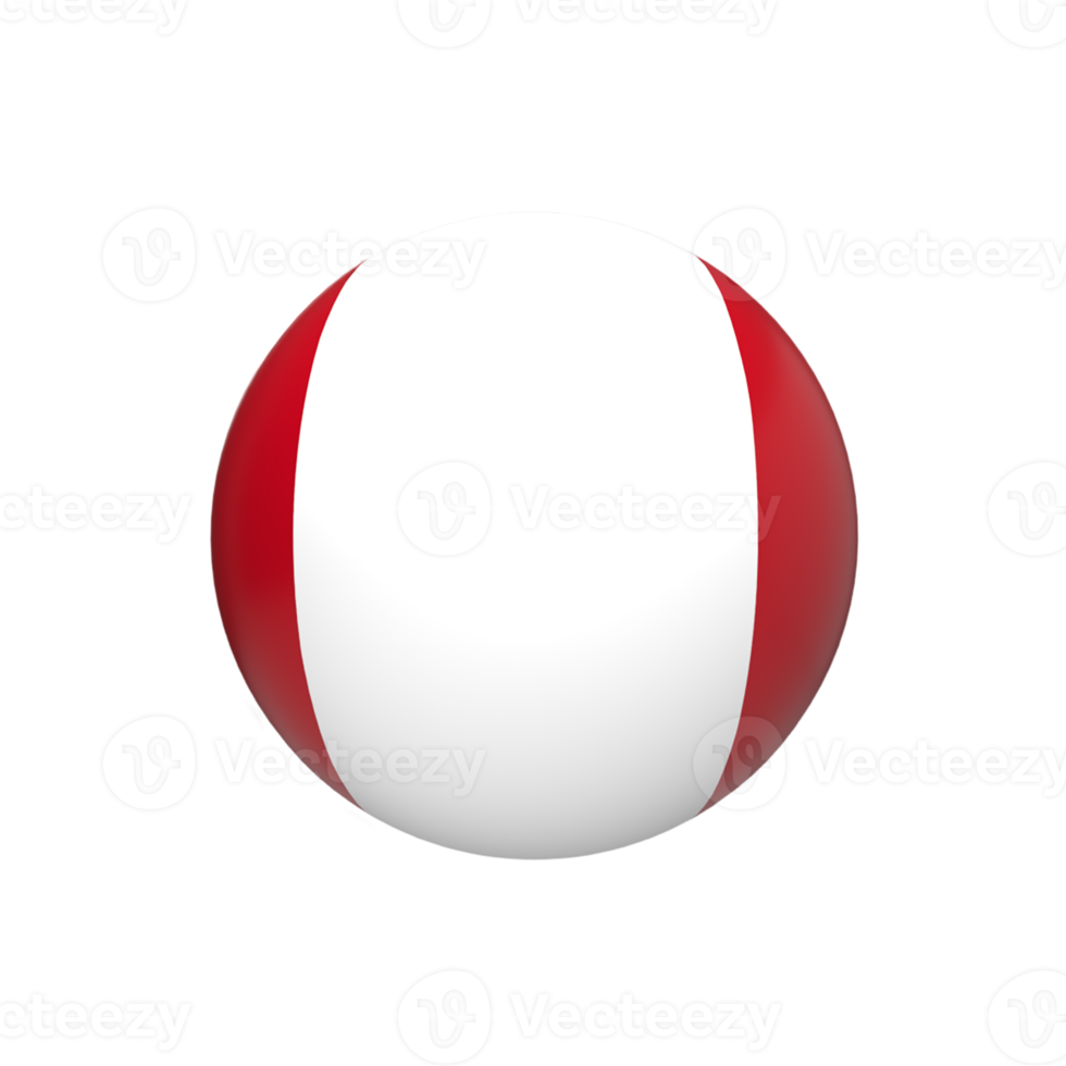 peru flag ball kugelförmig. 3D-Rendering png