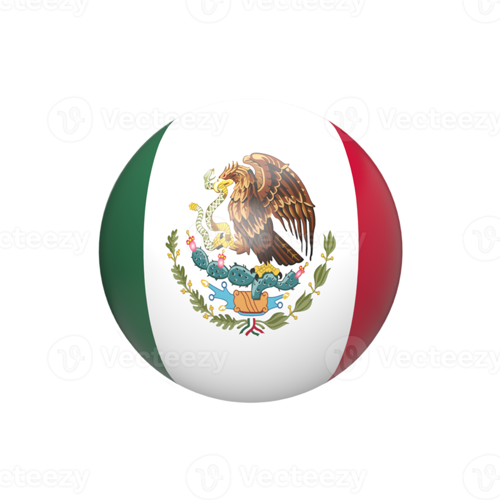 Mexico flag ball spherical. 3d render png
