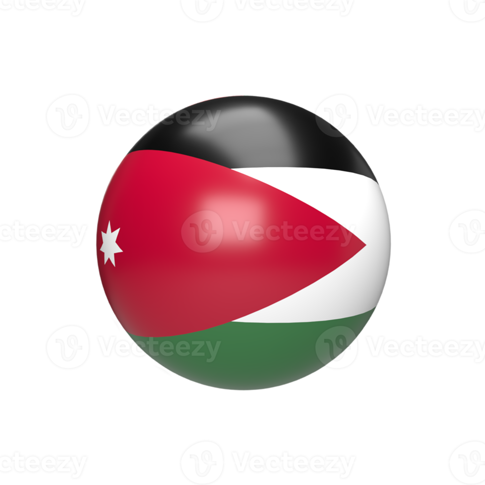 bola de bandeira da jordânia esférica. renderização 3D png