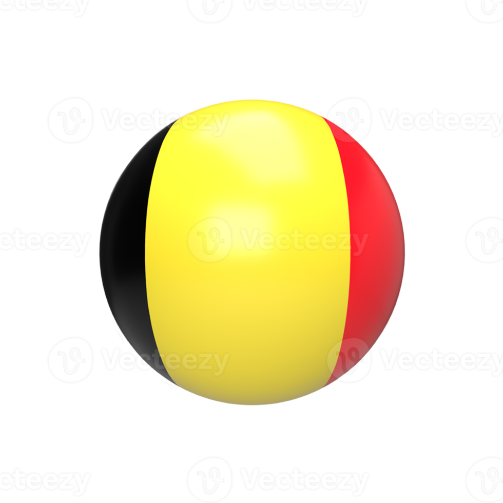 Belgium flag ball spherical. 3d render png