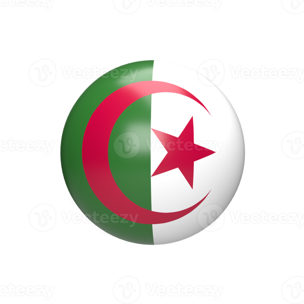 Algeria flag ball spherical. 3d render png
