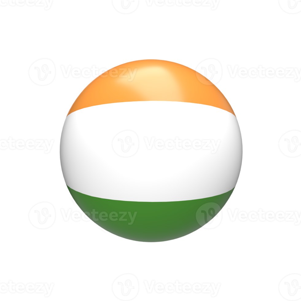 India flag ball spherical. 3d render png